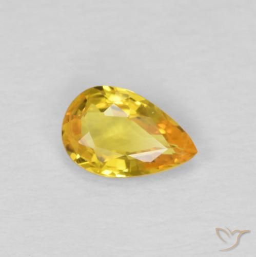 Zaffiro Dorato naturale da 0.42 ct, Forma a pera, VVS-VS