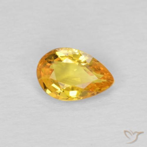 Zaffiro Dorato naturale da 0.48 ct, Forma a pera, VVS-VS