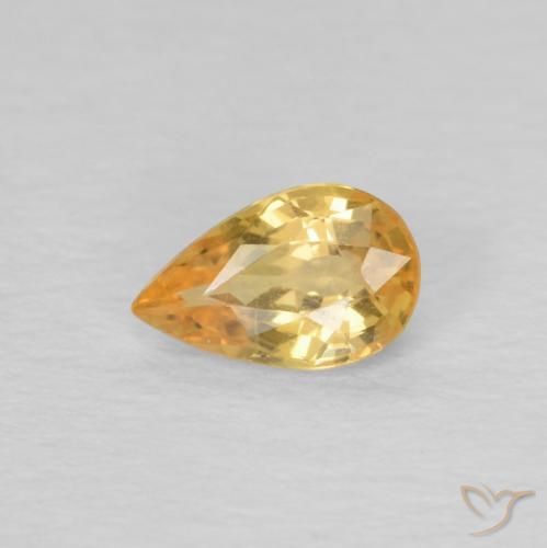 0.45ct Naturale Arancio chiaro-Oro Zaffiro, Forma a pera, VVS