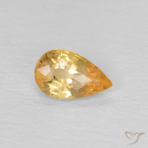 Zaffiro Arancio chiaro-Oro naturale da 0.45 ct, Forma a pera, VVS