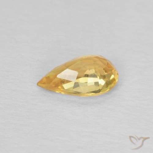 Zaffiro Arancio chiaro-Oro naturale da 0.45 ct, Forma a pera, VVS