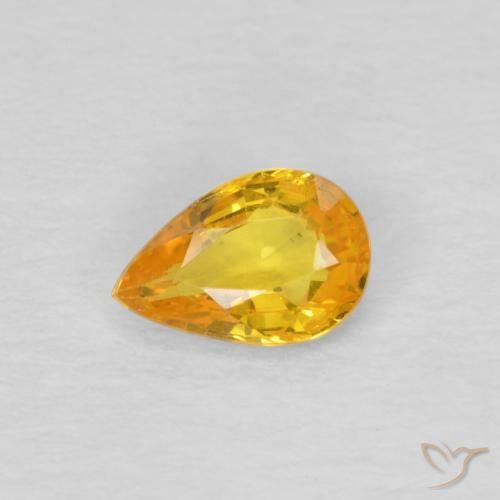 0.45ct Naturale Arancio dorato Zaffiro, Forma a pera, VS