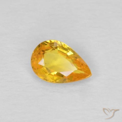 Zaffiro Arancio dorato naturale da 0.45 ct, Forma a pera, VS