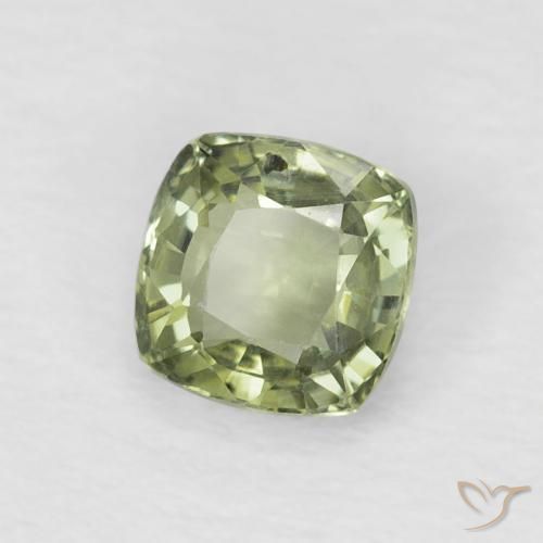 Zaffiro Verde molto chiaro naturale da 0.65 ct, Cuscino, VVS