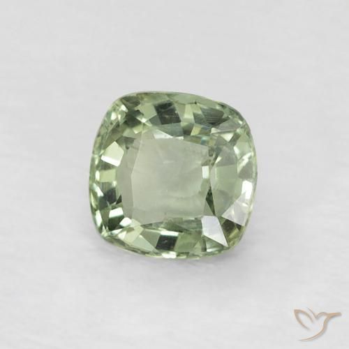 Zaffiro Verde chiaro naturale da 0.52 ct, Cuscino, VVS