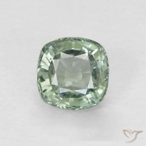 0.66ct Naturale Verde chiaro Zaffiro, Cuscino, VVS