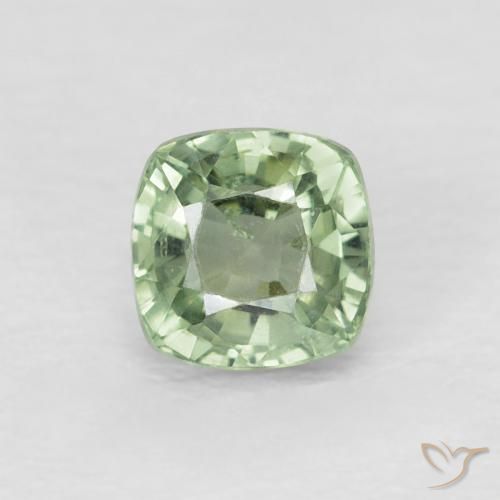 0.69ct Naturale Verde giallastro pallido Zaffiro, Cuscino, VVS-VS