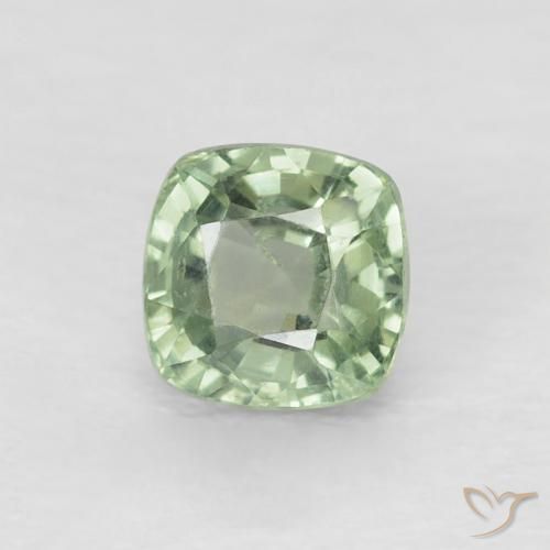 Zaffiro Verde giallastro pallido naturale da 0.69 ct, Cuscino, VVS-VS