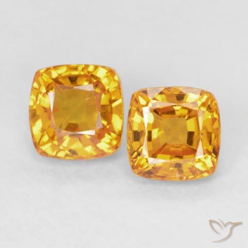 1.00ctw Naturale Arancione-Oro medio Zaffiro, Cuscino, VVS-VS