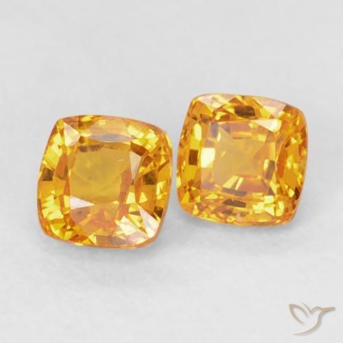Gemme di Zaffiro Arancione-Oro medio naturale da 1.00 ct, Cuscino, VVS-VS