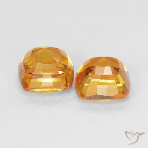 Gemme di Zaffiro Arancione-Oro medio naturale da 1.00 ct, Cuscino, VVS-VS