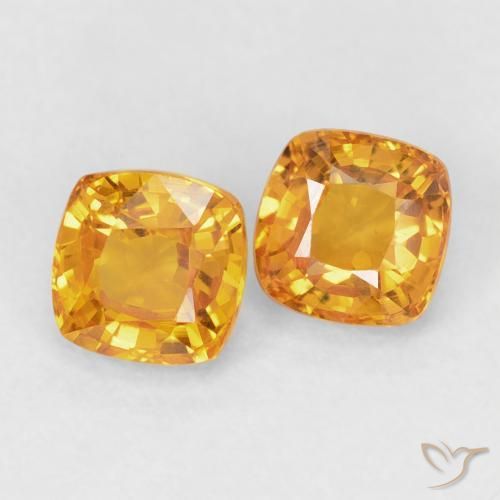 Gemme di Zaffiro Arancio-Oro naturale da 1.33 ct, Cuscino, VVS-VS