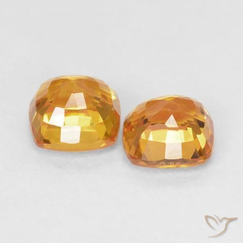 Gemme di Zaffiro Arancio-Oro naturale da 1.33 ct, Cuscino, VVS-VS