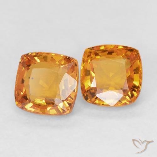Gemme di Zaffiro Arancione brillante naturale da 1.23 ct, Cuscino, VVS-VS