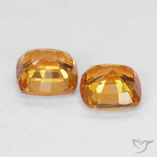 Gemme di Zaffiro Arancione brillante naturale da 1.23 ct, Cuscino, VVS-VS