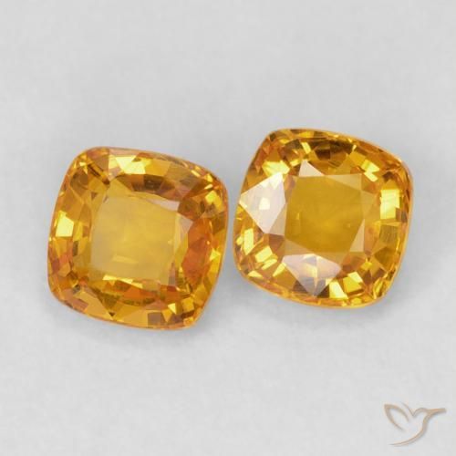 Gemme di Zaffiro Arancio-Oro naturale da 1.28 ct, Cuscino, VVS-VS