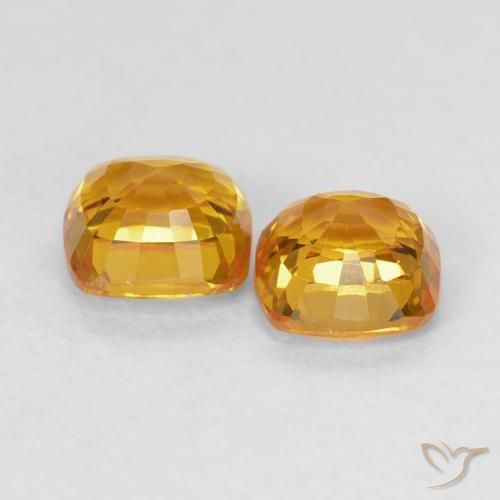 Gemme di Zaffiro Arancio-Oro naturale da 1.28 ct, Cuscino, VVS-VS