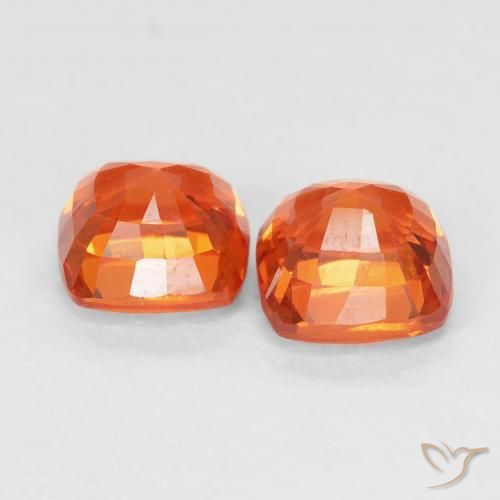 Gemme di Zaffiro Arancia Fuoco naturale da 1.54 ct, Cuscino, VVS-VS