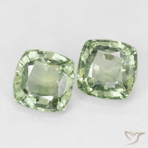 Gemme di Zaffiro Verde chiaro naturale da 1.39 ct, Cuscino, VVS-VS