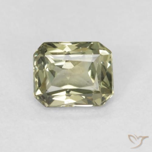 Zaffiro Verde oliva naturale da 0.57 ct, Ottagonale / Taglio smeraldo, VVS-VS