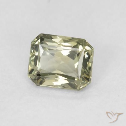 Zaffiro Verde oliva naturale da 0.57 ct, Ottagonale / Taglio smeraldo, VVS-VS