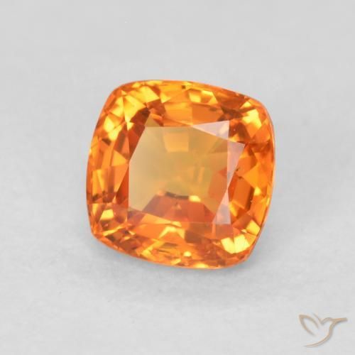 Zaffiro Arancione brillante naturale da 0.69 ct, Cuscino, VVS-VS