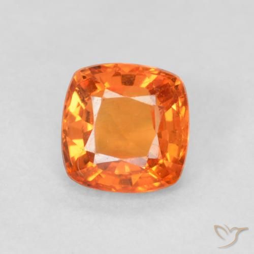 0.54ct Naturale Arancione brillante Zaffiro, Cuscino, VVS