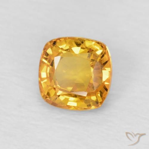 Zaffiro Arancione-Oro medio naturale da 0.60 ct, Cuscino, VVS