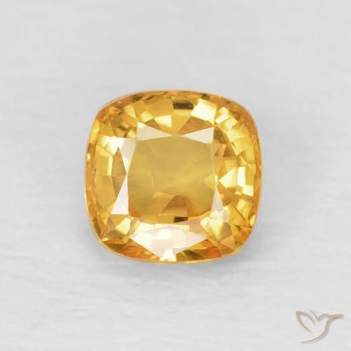 0.63ct Naturale Arancio Dorato Profondo Zaffiro, Cuscino, VVS