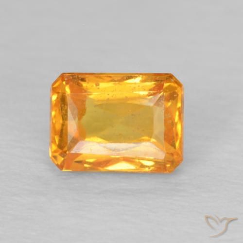 0.74ct Naturale Arancio Medio Zaffiro, Taglio smeraldo, VS