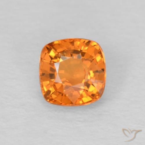 0.48ct Naturale Arancione brillante Zaffiro, Cuscino, VS