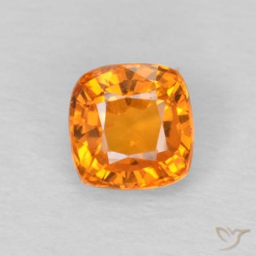 0.64ct Naturale Arancione brillante Zaffiro, Cuscino, VS
