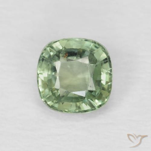 0.60ct Naturale Verde foresta chiaro Zaffiro, Cuscino, VS