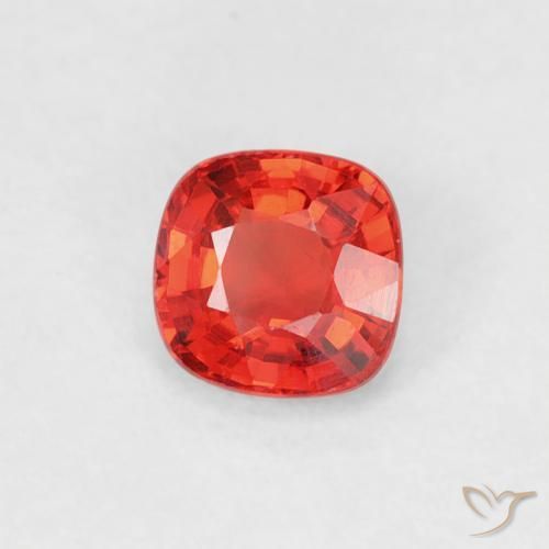 Zaffiro Rosso cremisi brillante-arancione naturale da 0.45 ct, Cuscino, VVS-VS