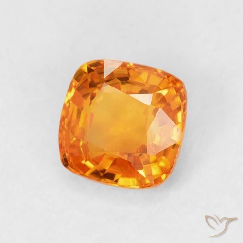 Zaffiro Arancio Medio naturale da 0.71 ct, Cuscino, VVS-VS