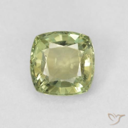 0.58ct Naturale Verde giallastro Zaffiro, Cuscino, VVS-VS