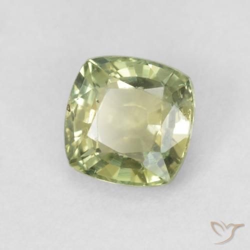 Zaffiro Verde giallastro naturale da 0.58 ct, Cuscino, VVS-VS
