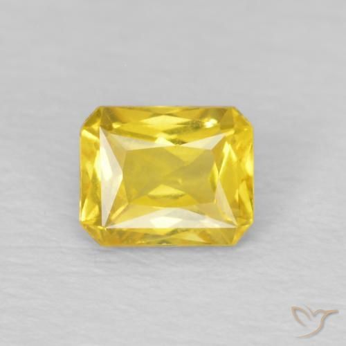 Zaffiro giallo miele naturale da 0,50 ct, taglio smeraldo, VS