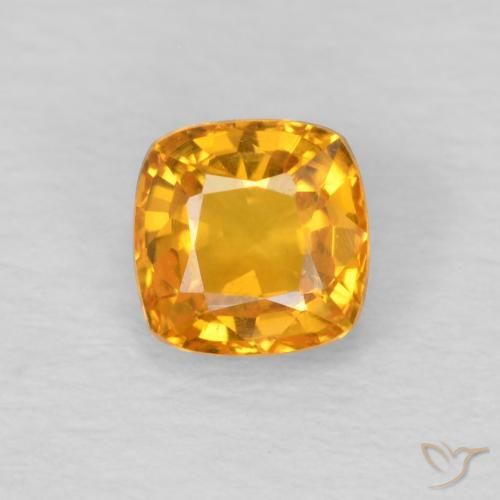 0.49ct Naturale Arancione brillante Zaffiro, Cuscino, VVS