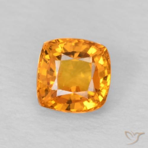 0.61ct Naturale Arancione brillante Zaffiro, Cuscino, VVS