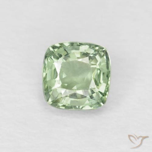 Zaffiro Verde molto chiaro naturale da 0.48 ct, Cuscino, VVS