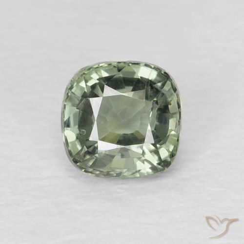 0.64ct Naturale Medium Light-Green Zaffiro, Cuscino, VVS-VS