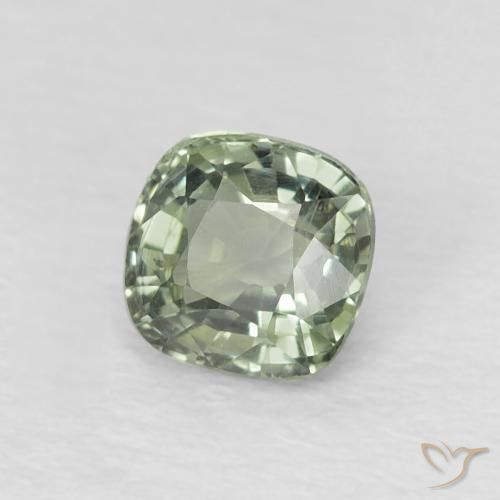 Zaffiro Medium Light-Green naturale da 0.64 ct, Cuscino, VVS-VS