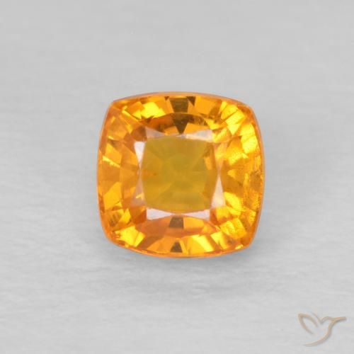 0.66ct Naturale Arancione brillante Zaffiro, Cuscino, VS