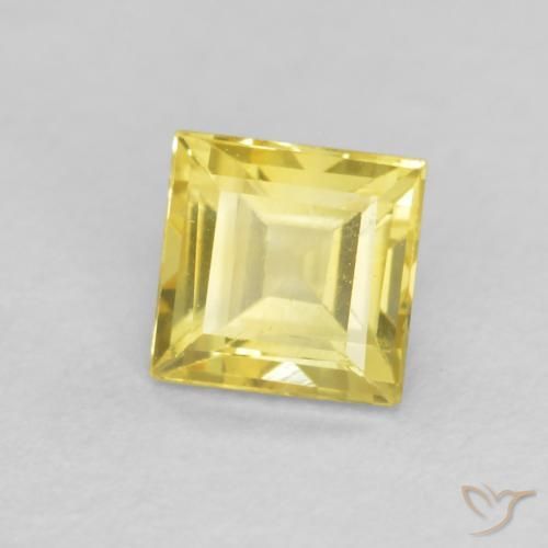 Zaffiro Giallo brunastro naturale da 0.51 ct, Quadrato, VVS-VS