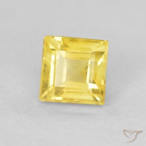Zaffiro Giallo medio naturale da 0.60 ct, Quadrato, VVS-VS