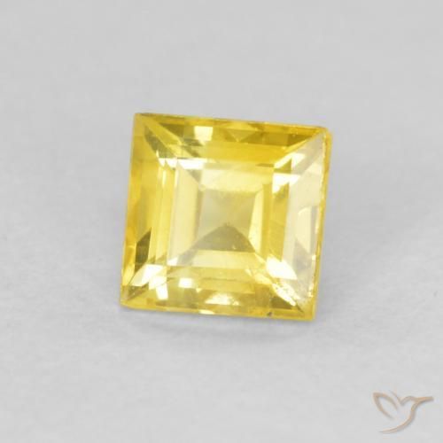 Zaffiro Giallo medio naturale da 0.52 ct, Quadrato, VS