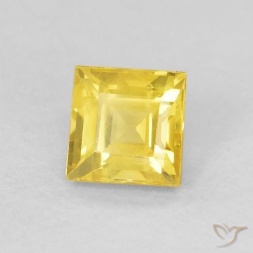 Zaffiro Giallo medio naturale da 0.51 ct, Quadrato, VS