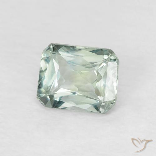 Zaffiro Verde pallido naturale da 0.60 ct, Ottagonale / Taglio smeraldo, VVS-VS