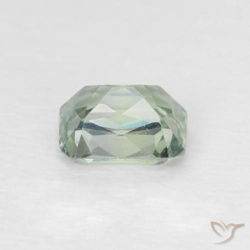 Zaffiro Verde pallido naturale da 0.60 ct, Ottagonale / Taglio smeraldo, VVS-VS